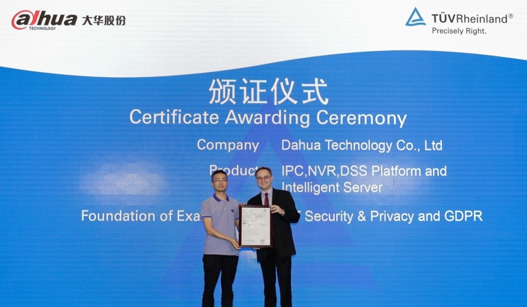 Prodotti Ip Dahua certificati al GDPR da Tüv Rheinland
