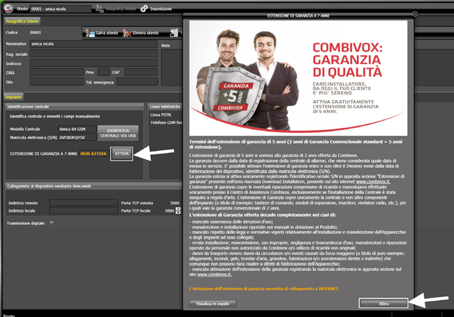 Software di programmazione centrali Combivox versione 5.0
